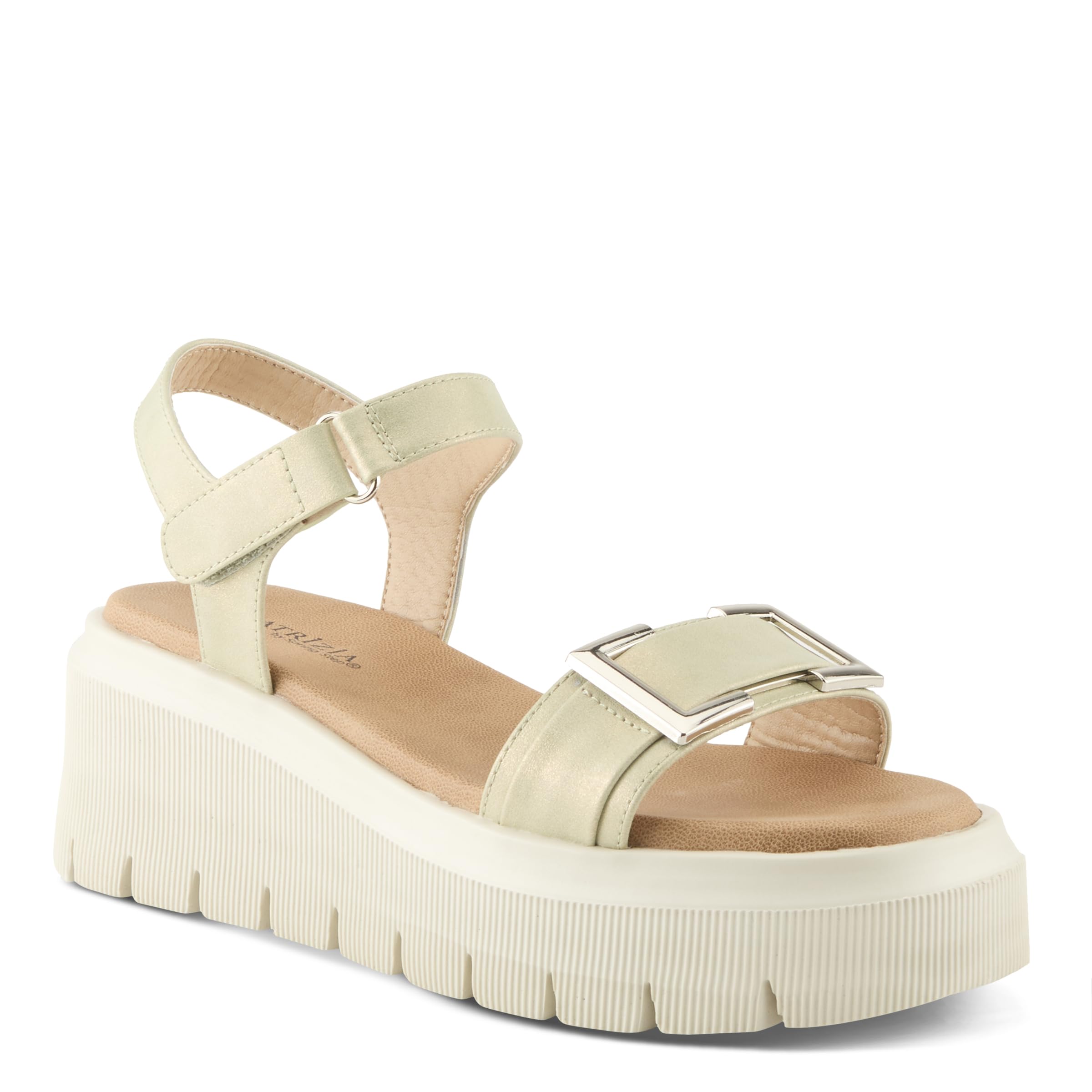 PATRIZIA Women's BARBERY Hook and Loop Metallic Platform Wedge Sandals - Shimmering Upper, Adjustable Fit, Trendy Design