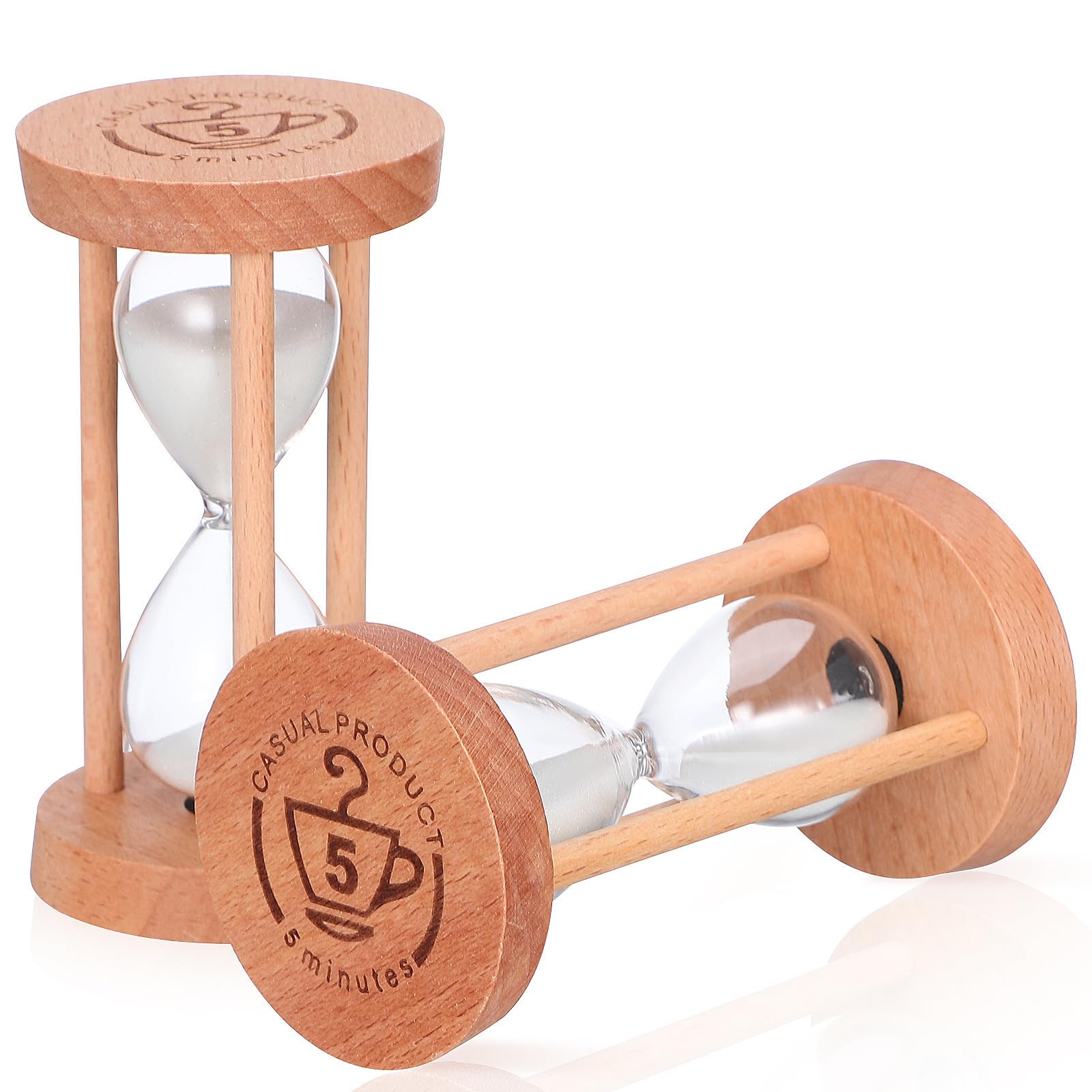 TOYANDONA Sand Timer 5 Minute Wooden Frame Glass 2 X Sand Timers