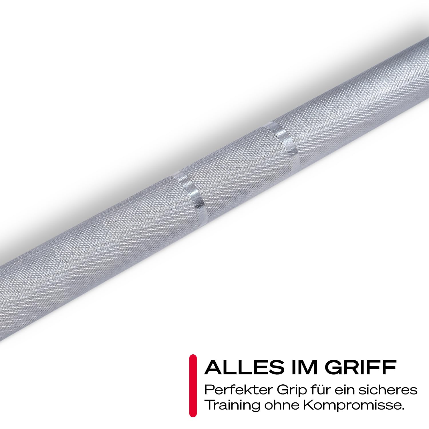 Sportstech Olympische Langhantelstange, bis 315 kg, 33mm, Federverschluss, perfekt für Hantelscheiben, Stahl, verchromt, gerändelte Griffflächen, Länge 22cm, 20kg, Home Gym, Deutsche Qualitätsmarke