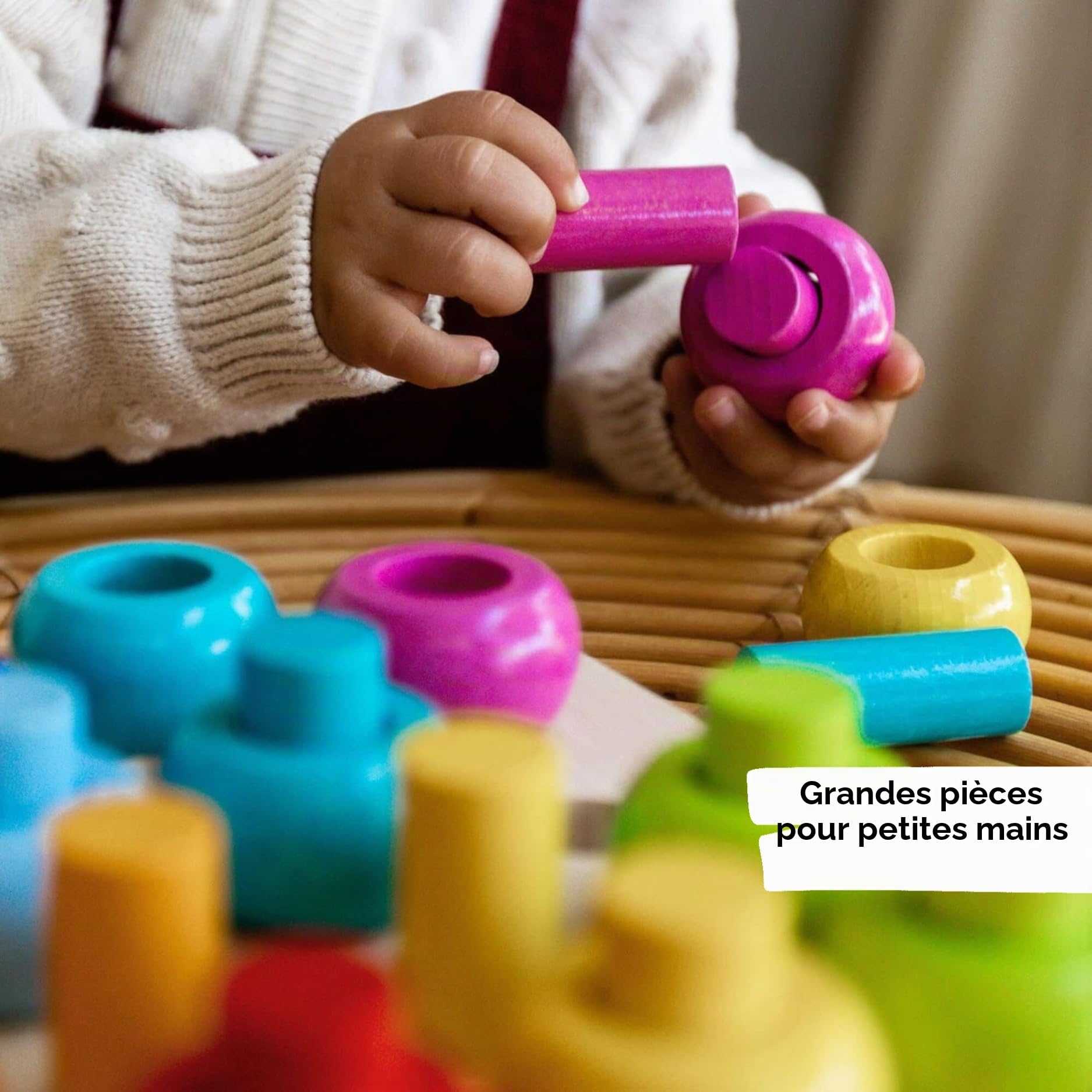 HABA - Jouet en Bois PEFC - Construction - Jeu à Enficher Anneaux - 2 Ans et Plus - 2202