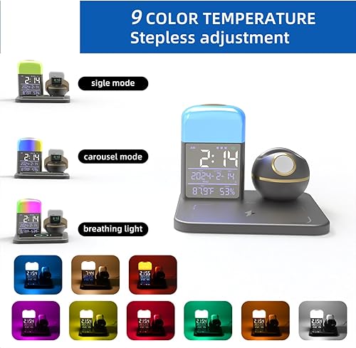 Miniatura 4 de Cargador inalámbrico 3 en 1, estación de carga inalámbrica compatible con iPhone 1514131211X, para Apple Watch 87, AirPods 32Pro, luz nocturna con