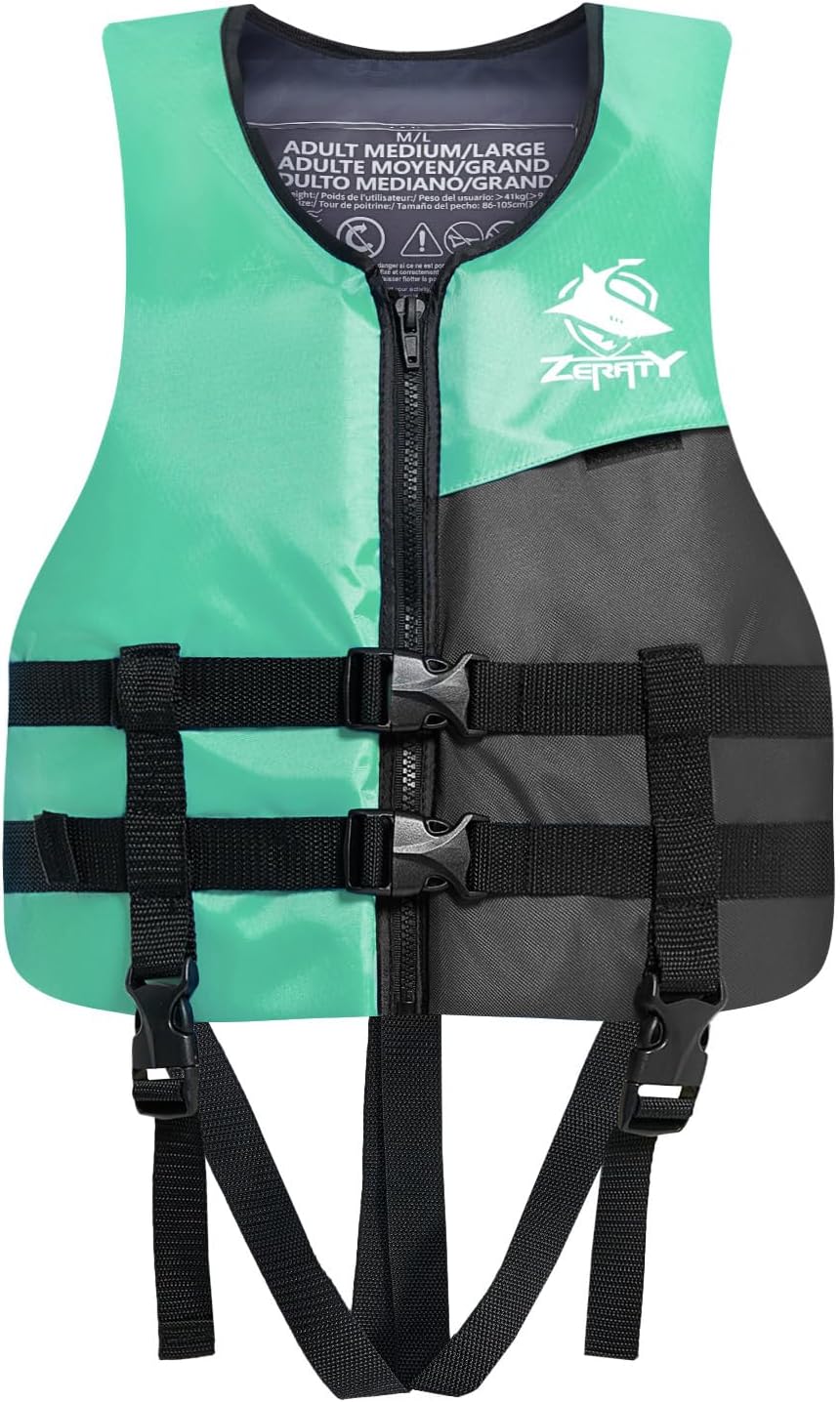 Zeraty Swim Vest Water Sport Safety Vest Swim Jackets for Kayaking and Fishing, Adult, Youth and Child Sizes Green Adult XL/XXL (154-198 lbs)