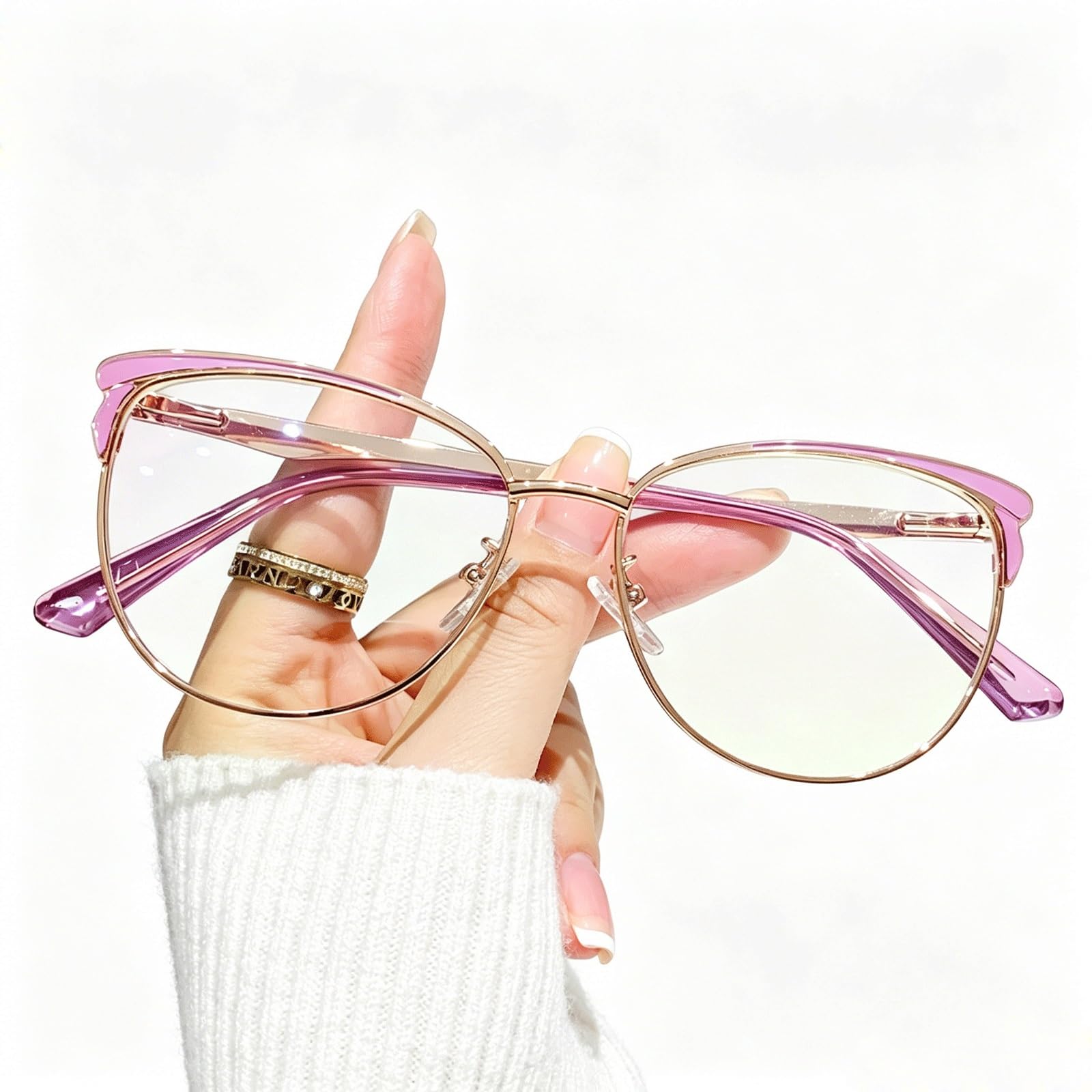 KLJUddGY Blue Light Eyewear Frames Cateye Spectacles for Computer Non Prescription Eyeglasses Reading Glasses Full Rim Blocking Glasses(Lila)