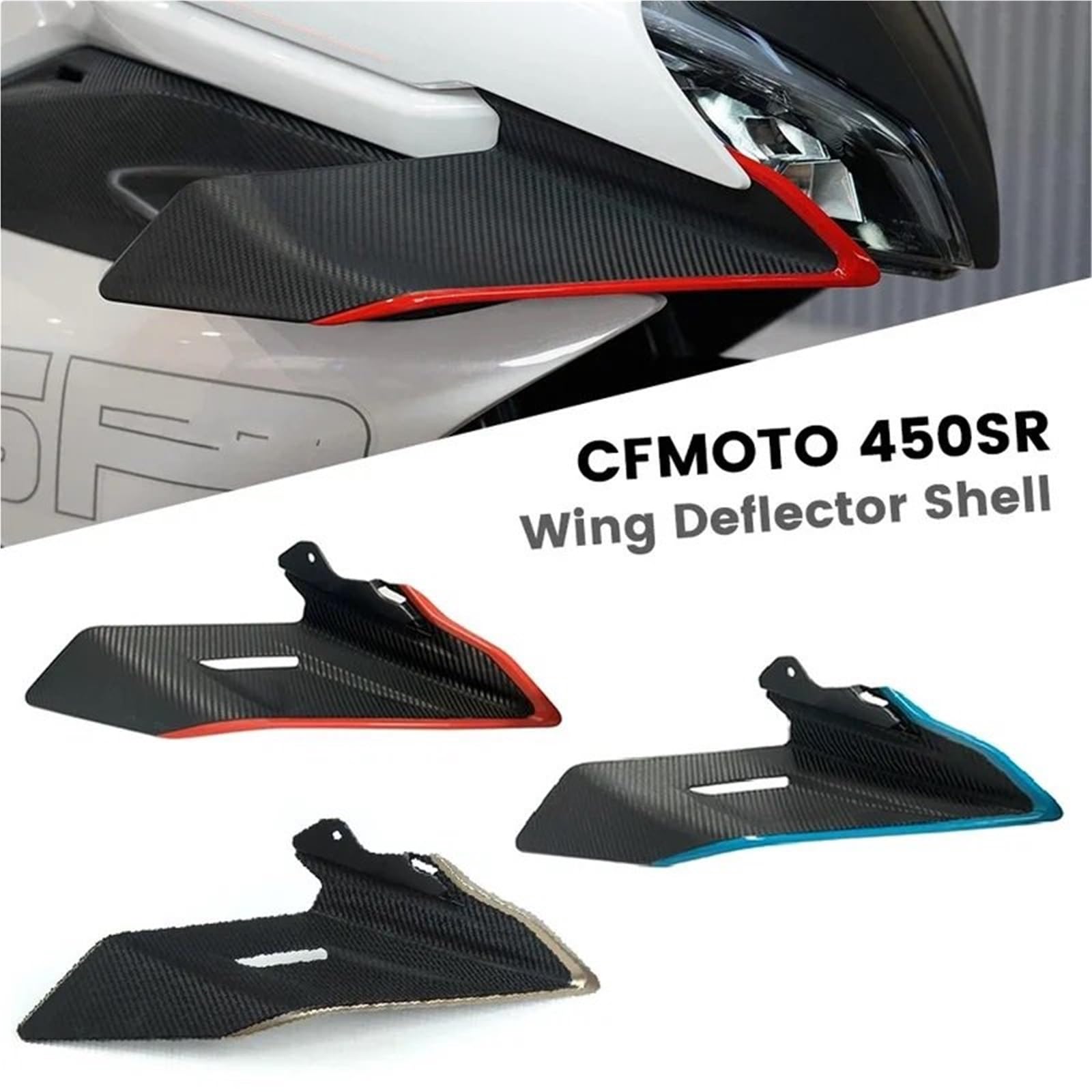 Front Bumper Splitter dachowy Pasuje do CFMOTO CF 450SR 450SRS, boczne dociski, gołe spojlery, stałe skrzydło, owiewki, deflektory