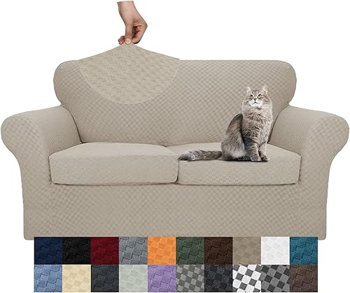 Miniatura 90 de YEMYHOM Últimas Fundas de Sofá a Cuadros de 4 Piezas para Sofá de 3 Cojines Extra Grande de Alta Elasticidad Engrosada Funda de Sofá para Perros