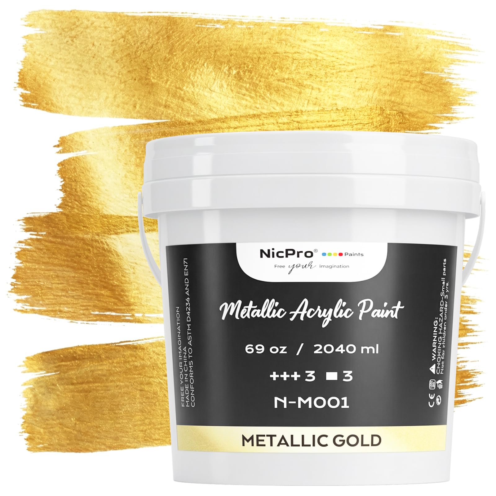Nicpro Metallic Gold Acrylic Paint, 69oz/2040ml Large Gold Leaf Paint