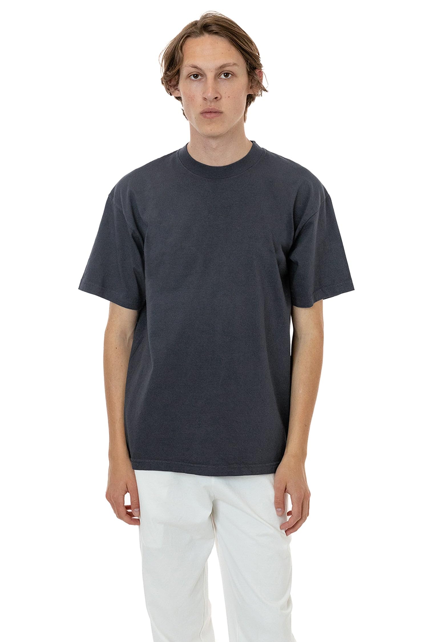 6.5oz Garment Dye Crew Neck T-Shirt, Durable USA Cotton, Dolphin Blue, M