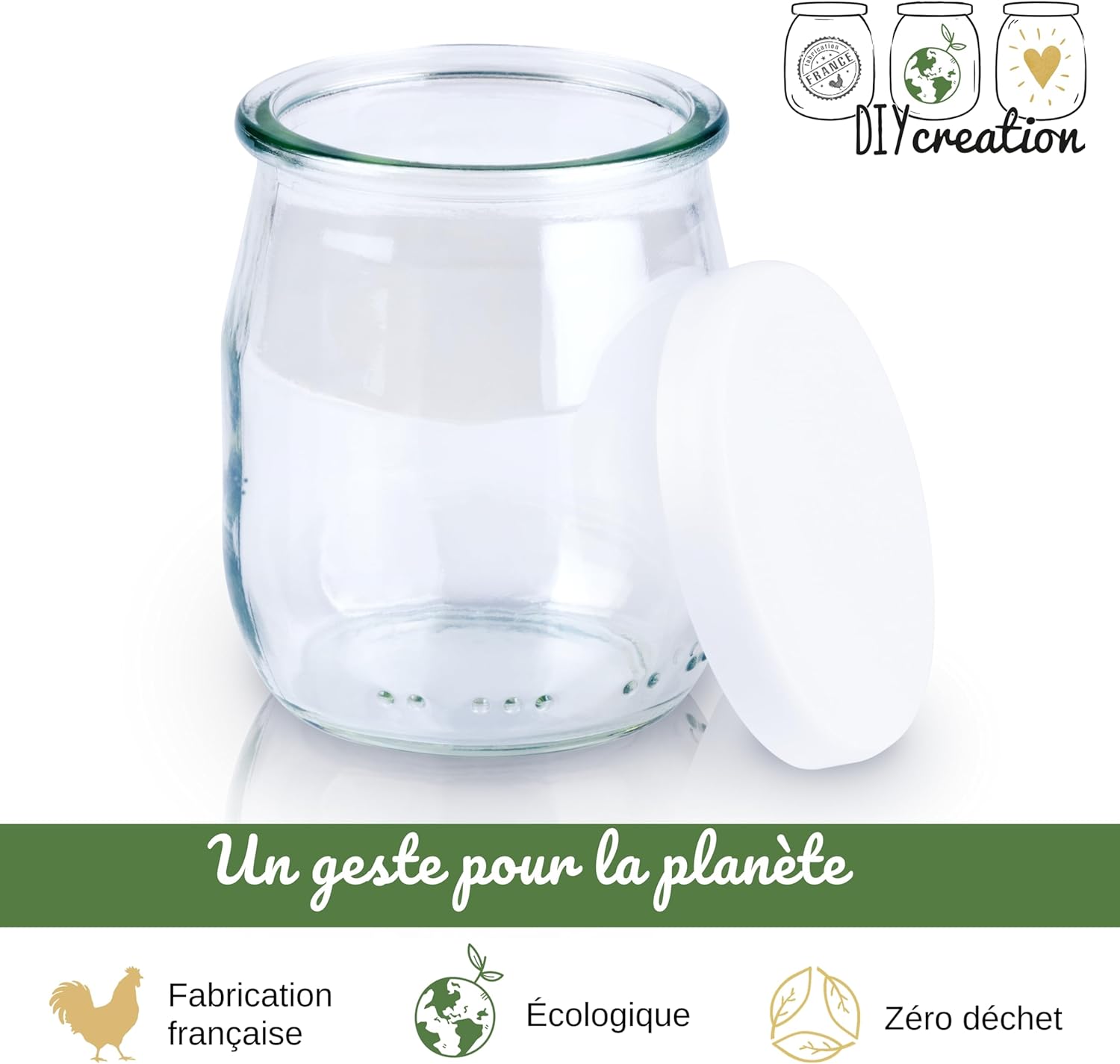 DIY Creation - Lot de 12 Pots de Yaourt en Verre avec couvercles hermetiques - Yaourtiere Seb Multidelices, Thermomix, Cookeo - peti - photo 3