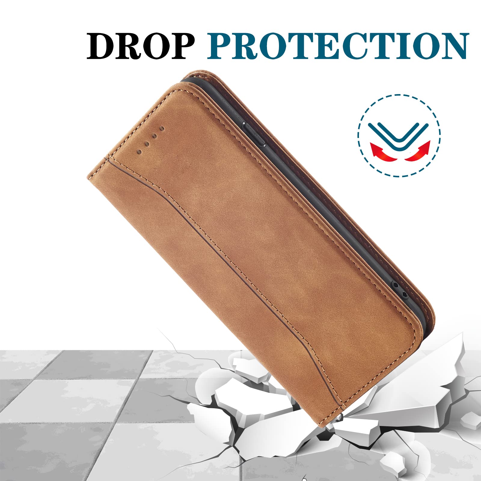 OKZone Cover per Huawei P30 Lite, Custodia Flip Pelle Portafoglio Magnetica Libro [Slot Schede], Silicone TPU Bumper Wallet Supporto Cover, Antiurto [Kickstand] (Khaki
