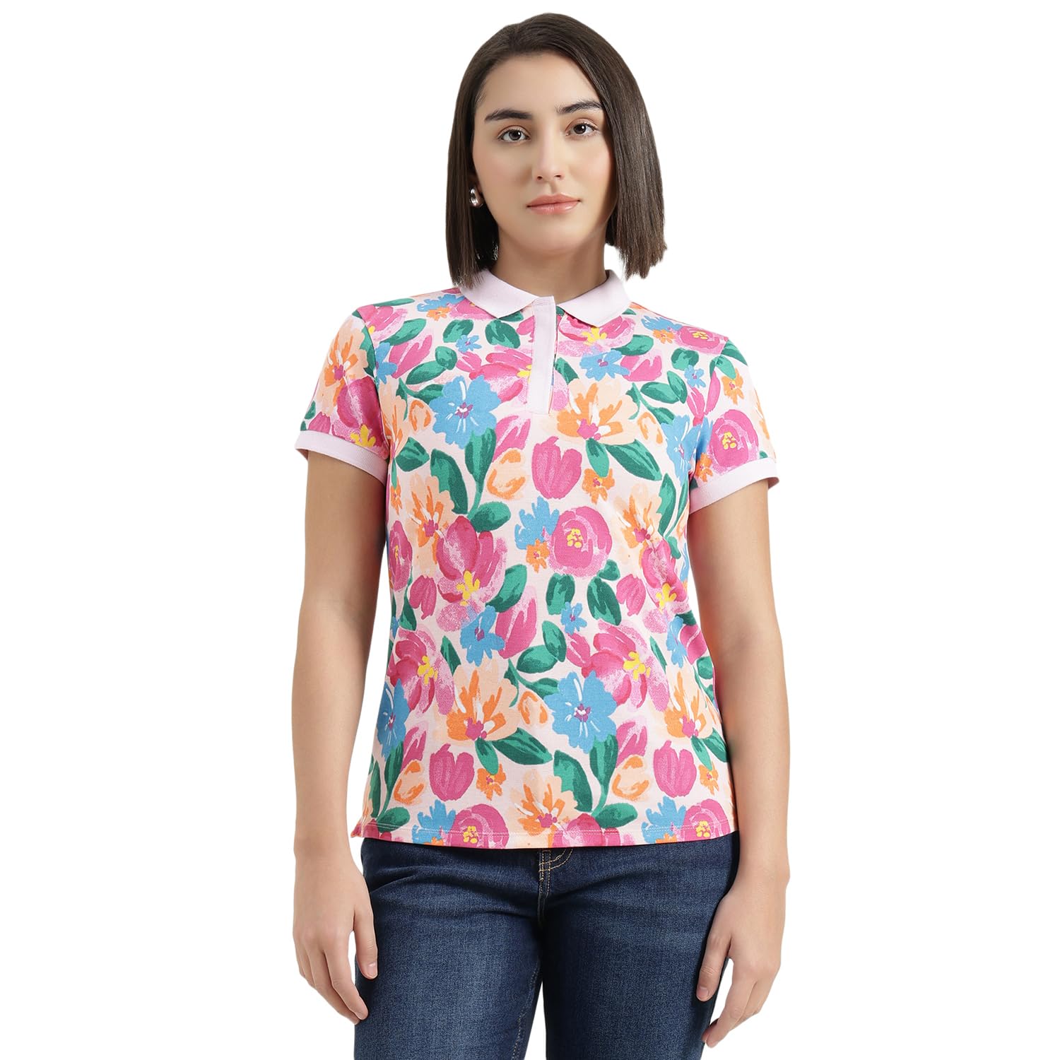 united colors of benetton Polo Neck Floral T-Shirt - 26P3WG9E3172G903-picture-53