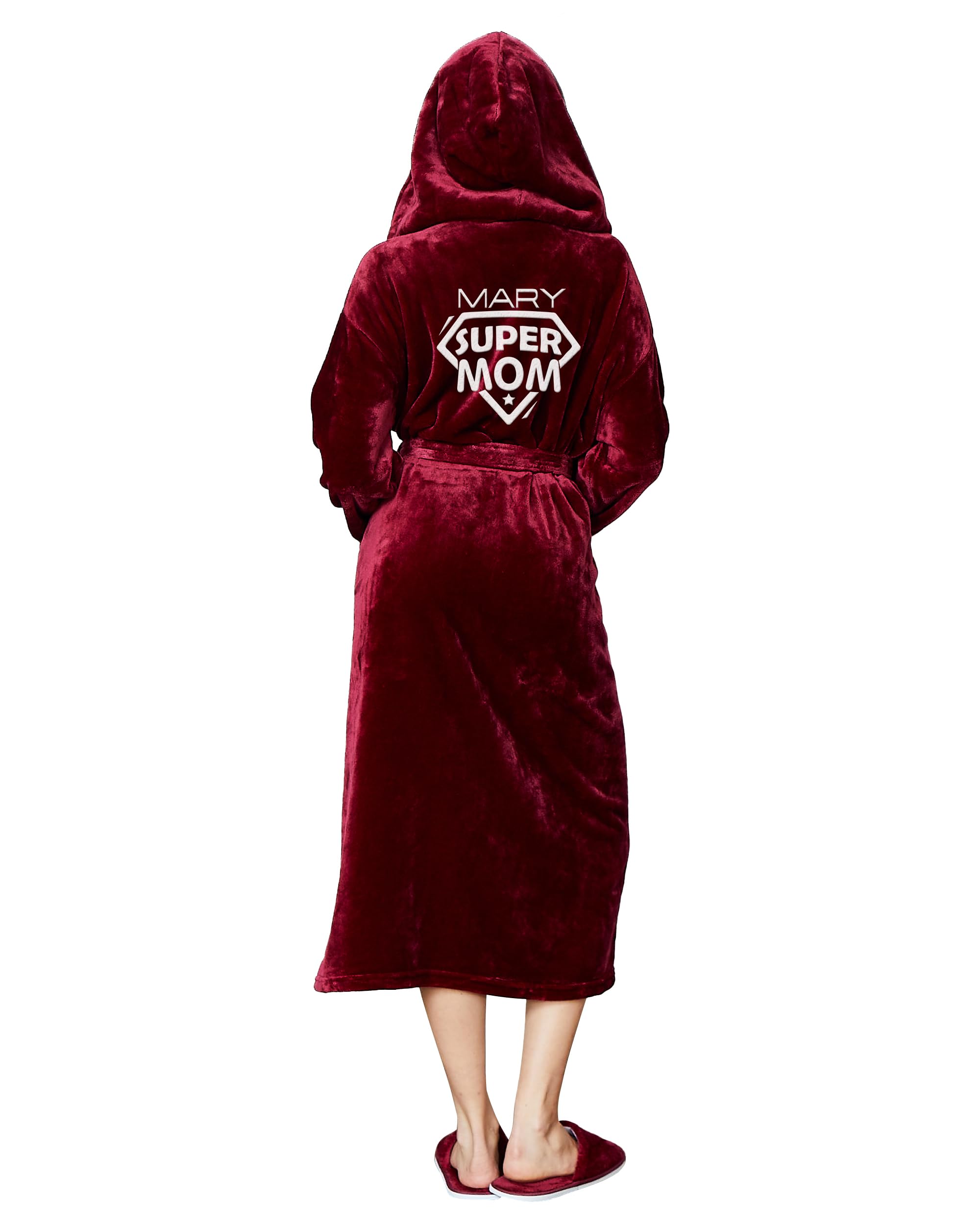 Lotus Linen Personalized Plush Bath Robe for Women Hooded Bathrobe Custom Embroidered Monogram Gift