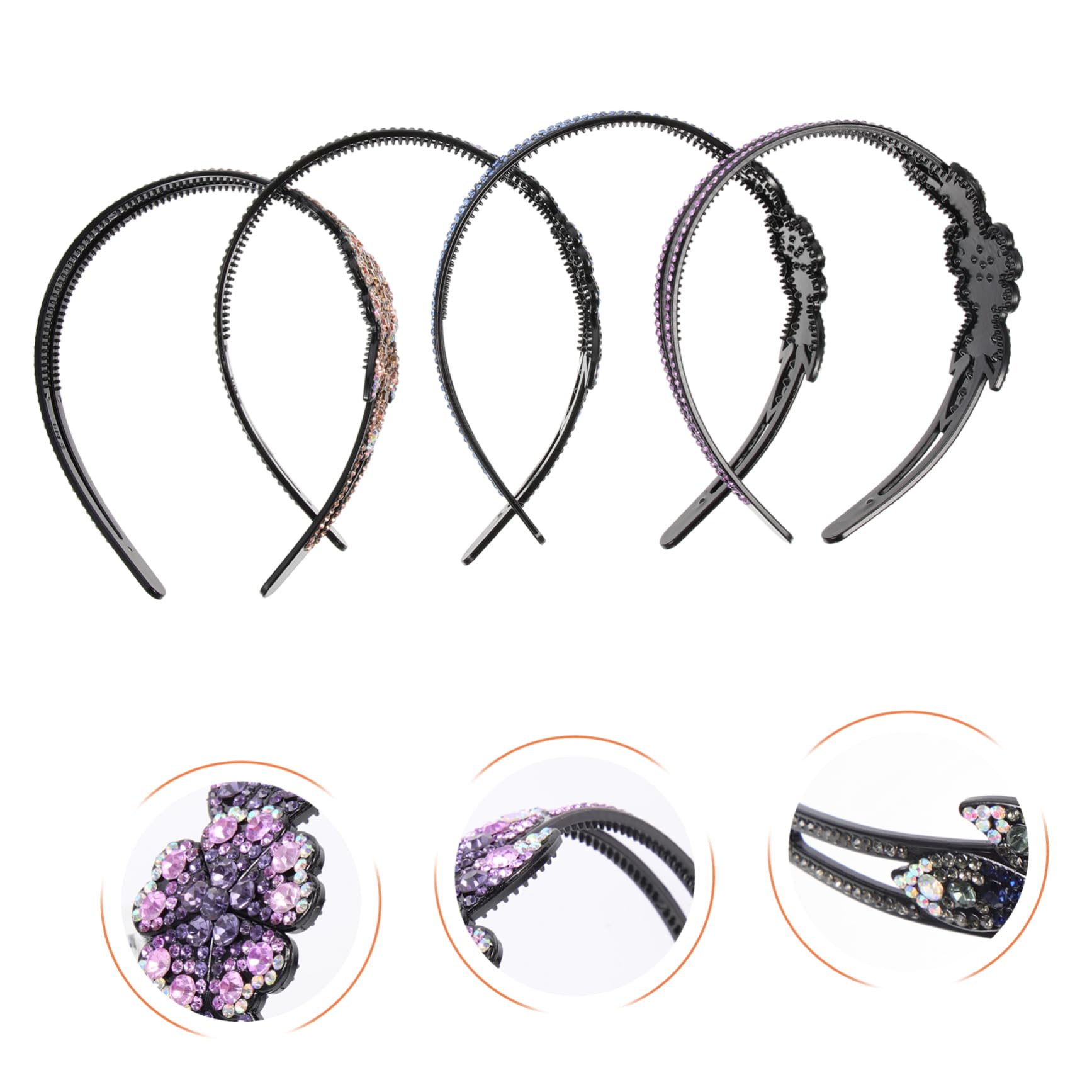 FRCOLOR 3 Juegos De Diadema Ancha Con Diamantes De Imitación Y Peine Diadema Sin Diadema Para Mujer Accesorio Para El Cabello De Fiesta 4 Piezas X 3