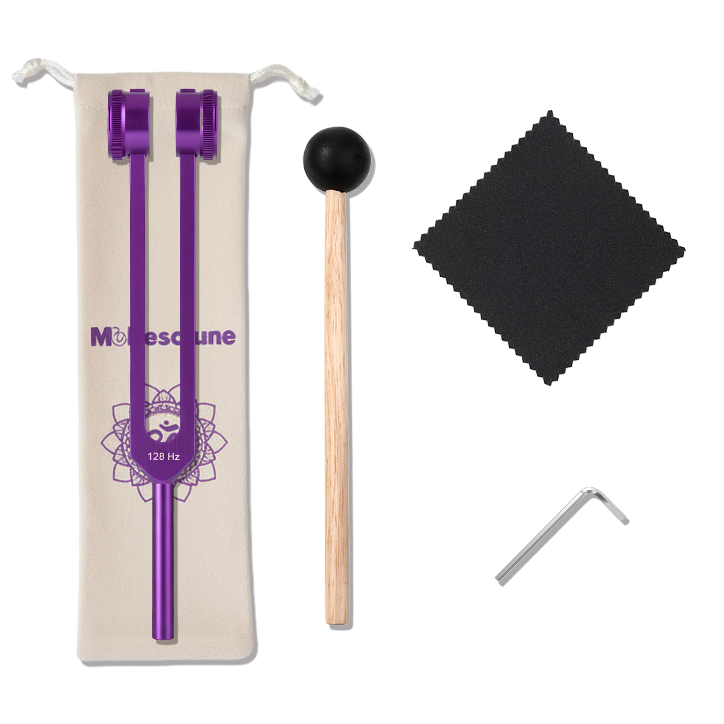 128 hz Weighted Tuning Fork for Healing Tone Therapy Purple