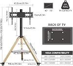 unho Corner tv Stand with Wheels for 40 50 55 60 65 70 75 Inch up to 110lbs | Extremely strong load-bearing capacity Flat tripod Wood Floor rolling TV Mount Stand Max VESA600x400mm