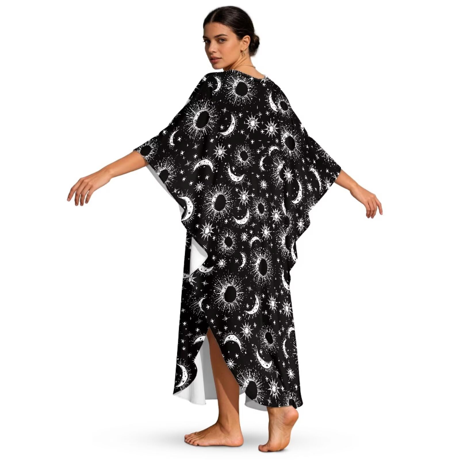 Poceacles Traje de baño de verano para mujer, talla grande, vestido caftán, para descansar, playa, mangas de murciélago, trajes casuales
