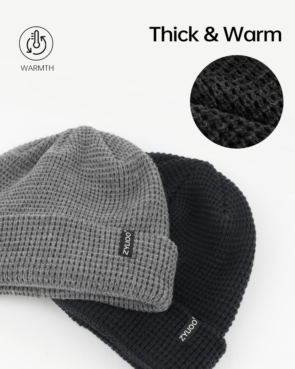 Zylioo XXL Oversize Waffle Knit Beanie,Large Winter Warm Hats for Men Women, Durable Premium Toboggan Hat for Big Heads - Image 4