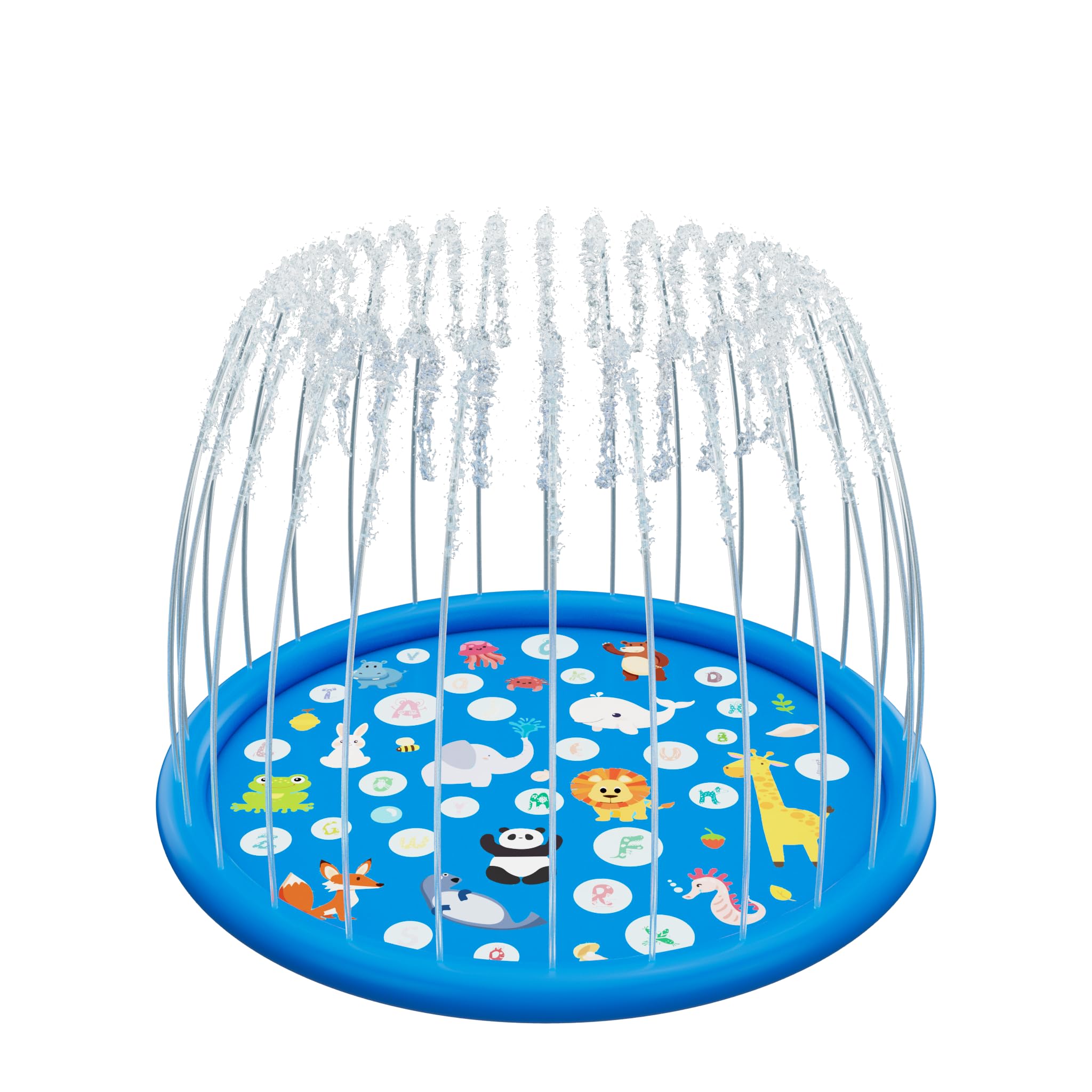 Non-Slip Splash Pad for Kids, Thickened 60-Inch Sprinkler Pool - Fun Outdoor Water Play Mat for Toddlers, Children, and Dogs - Safe Summer Backyard Fountain Toy (Blue)