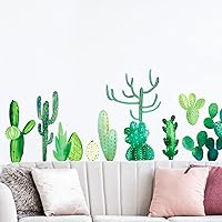 Vista 12 de Calcomanías de pared de cactus para despegar y pegar, calcomanías de pared de cactus de 11 x 35 pulgadas para dormitorio, calcomanías de pared