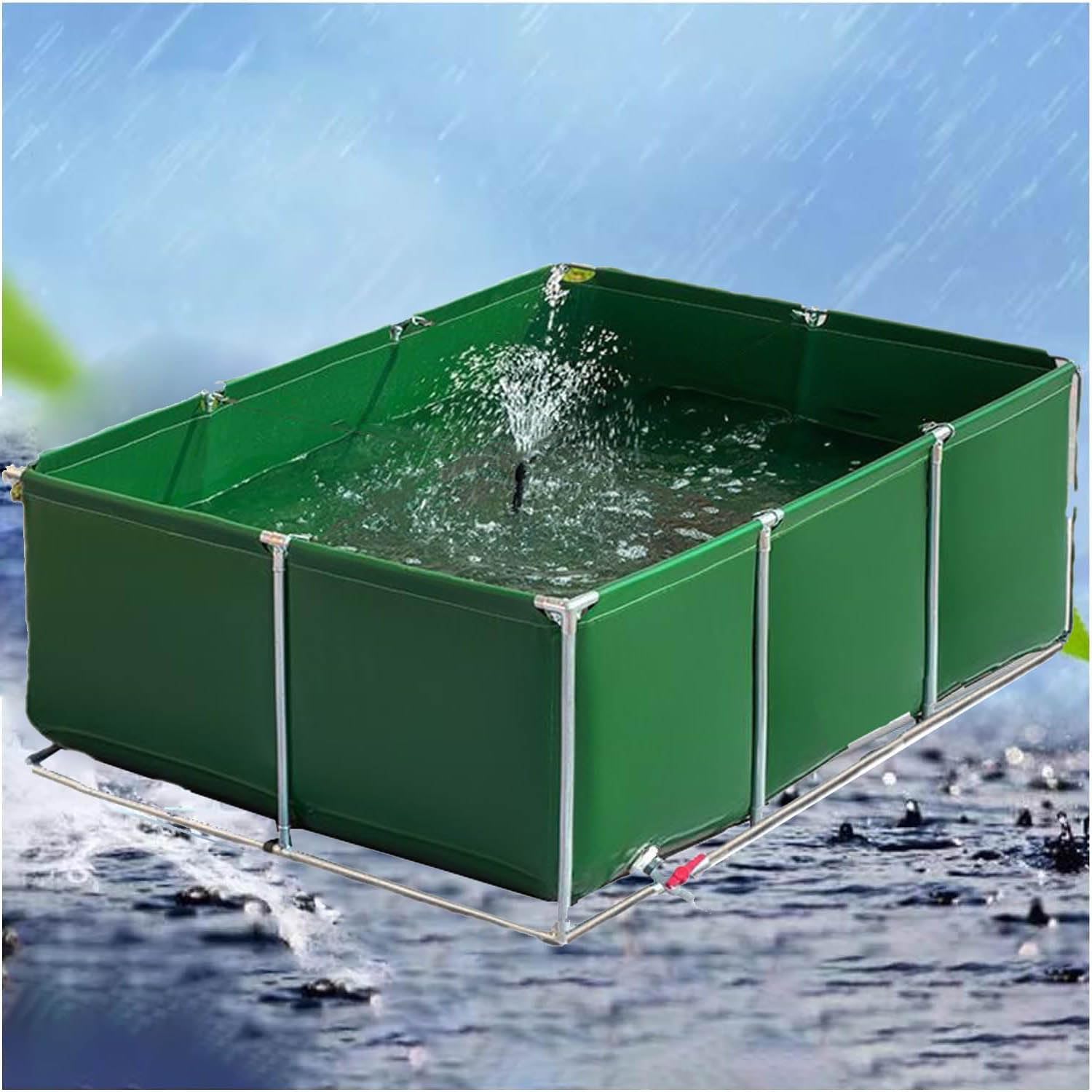 Cisterna de agua de acuicultura con soporte para hábitat de peces y tortugas al aire libre