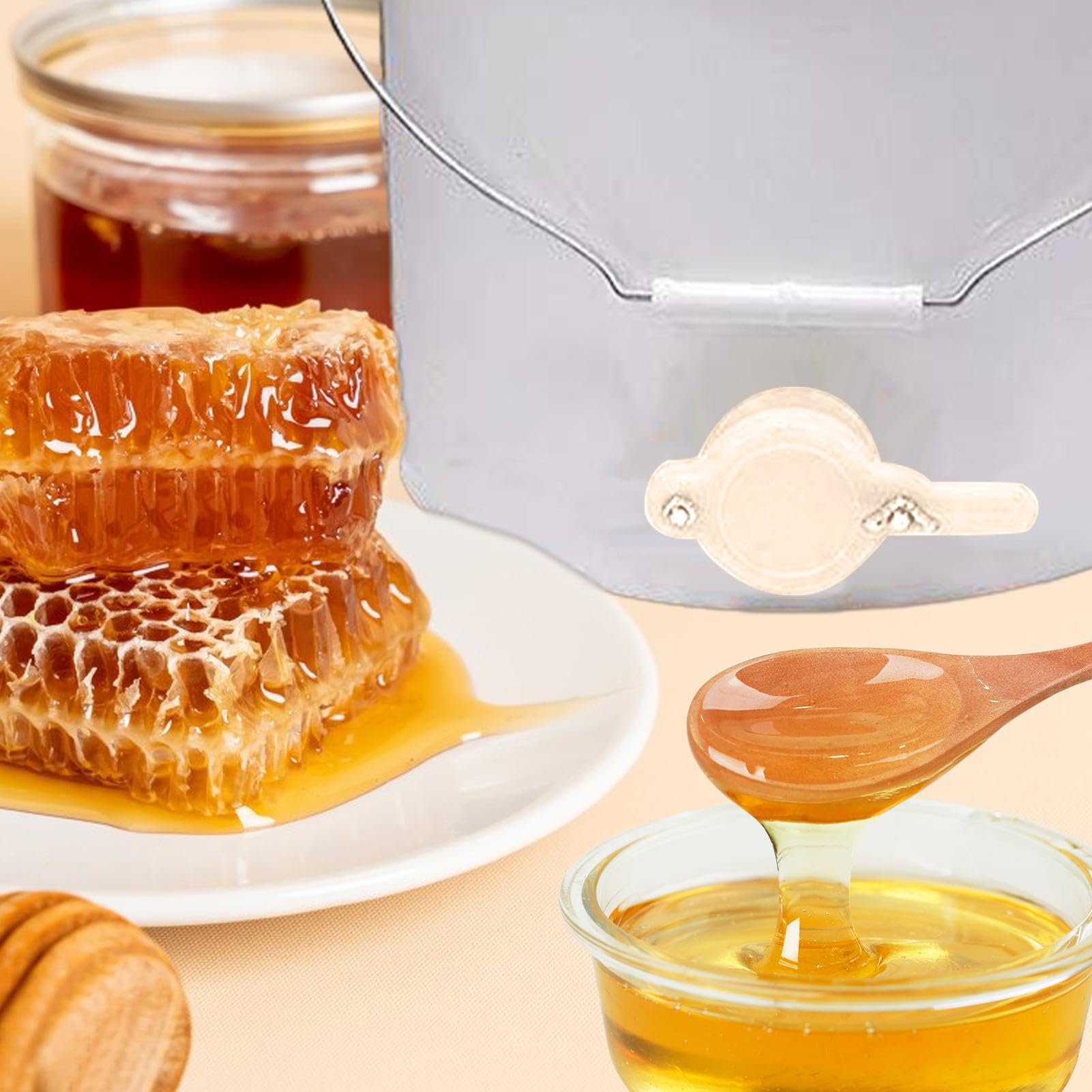 4 Rubinetti Per Miele In ABS Alimentare - Valvole A Saracinesca Per Estrattori E Secchi, Foro 40mm - Foto 9