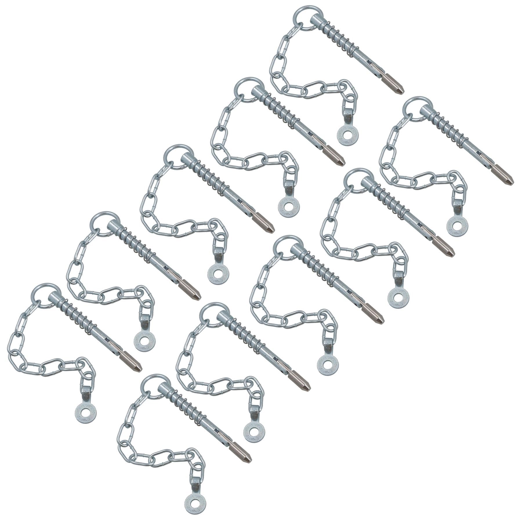 Spring Loaded Sword Pin With Chain Retaining Cotter Pin 9.5mm x 123mm 10pc