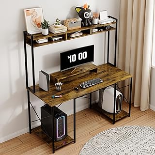 Devoko Computer Desk With Movable Monitor Stand, Large Stora