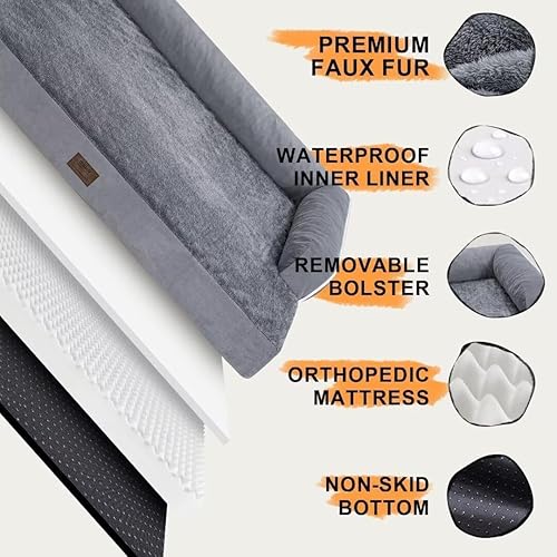 Miniatura 5 de Cama ortopédica impermeable para perros pequeños, cama para perros de tamaño mediano, cómoda cama para mascotas y gatos con lados, funda extraíble