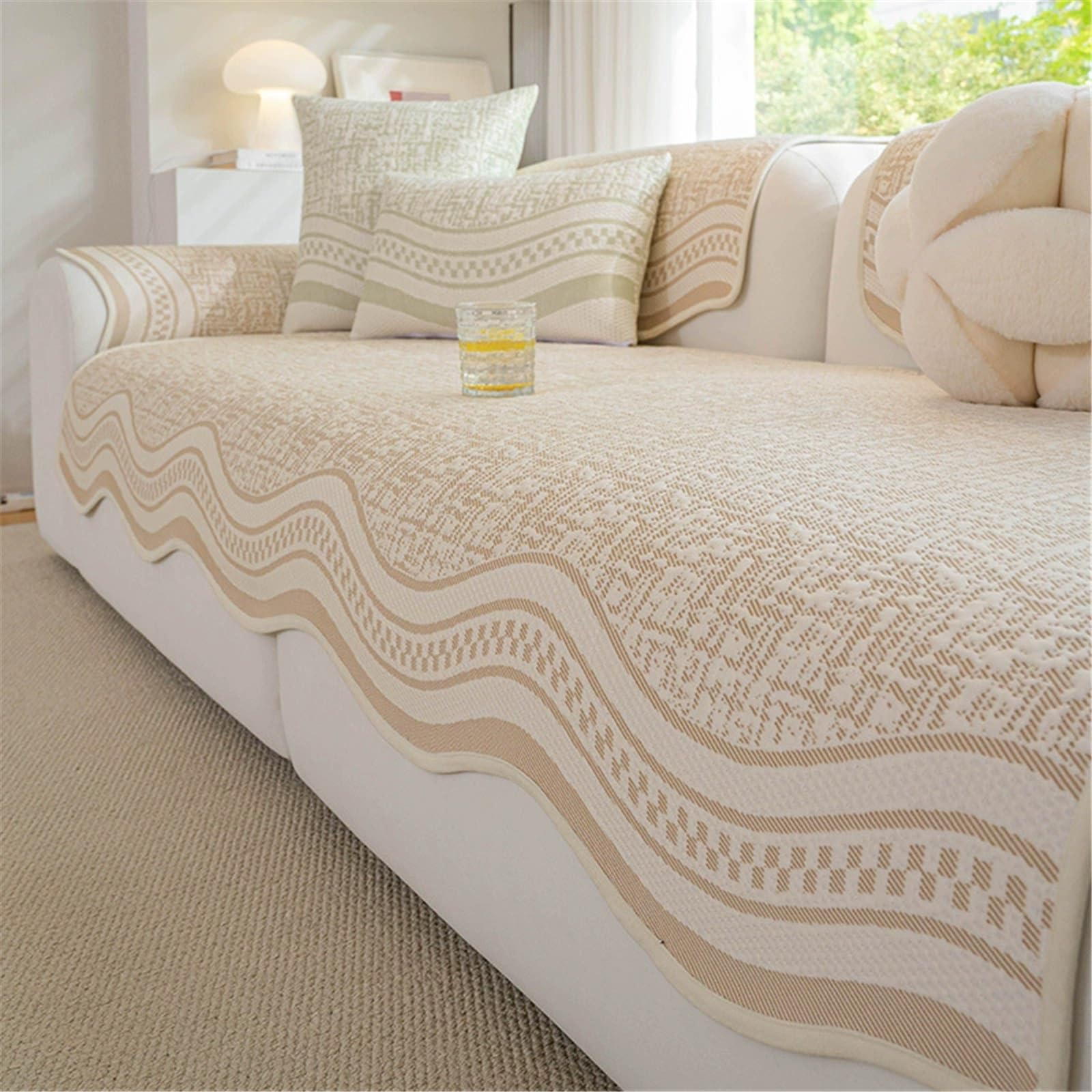 AWSQ23 Cooling Ice Silk Non-Slip Sofa Mat(Coffee,70 * 70cm)