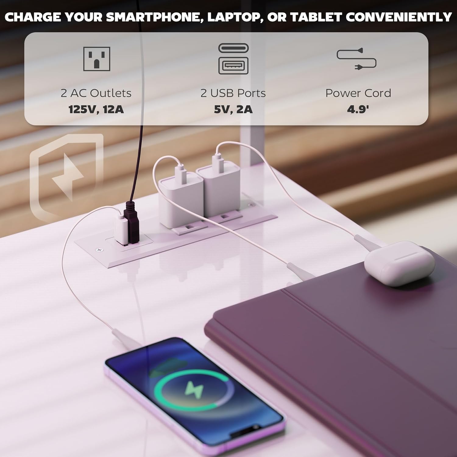 HOMCOM Gaming Desk, 62" L Shaped Desk with Power Outlets & LED Lights, 86" 2 Person Computer Table with Shelf & Rolling CPU Stand, Reversible Corner Office Table with Hutch, White