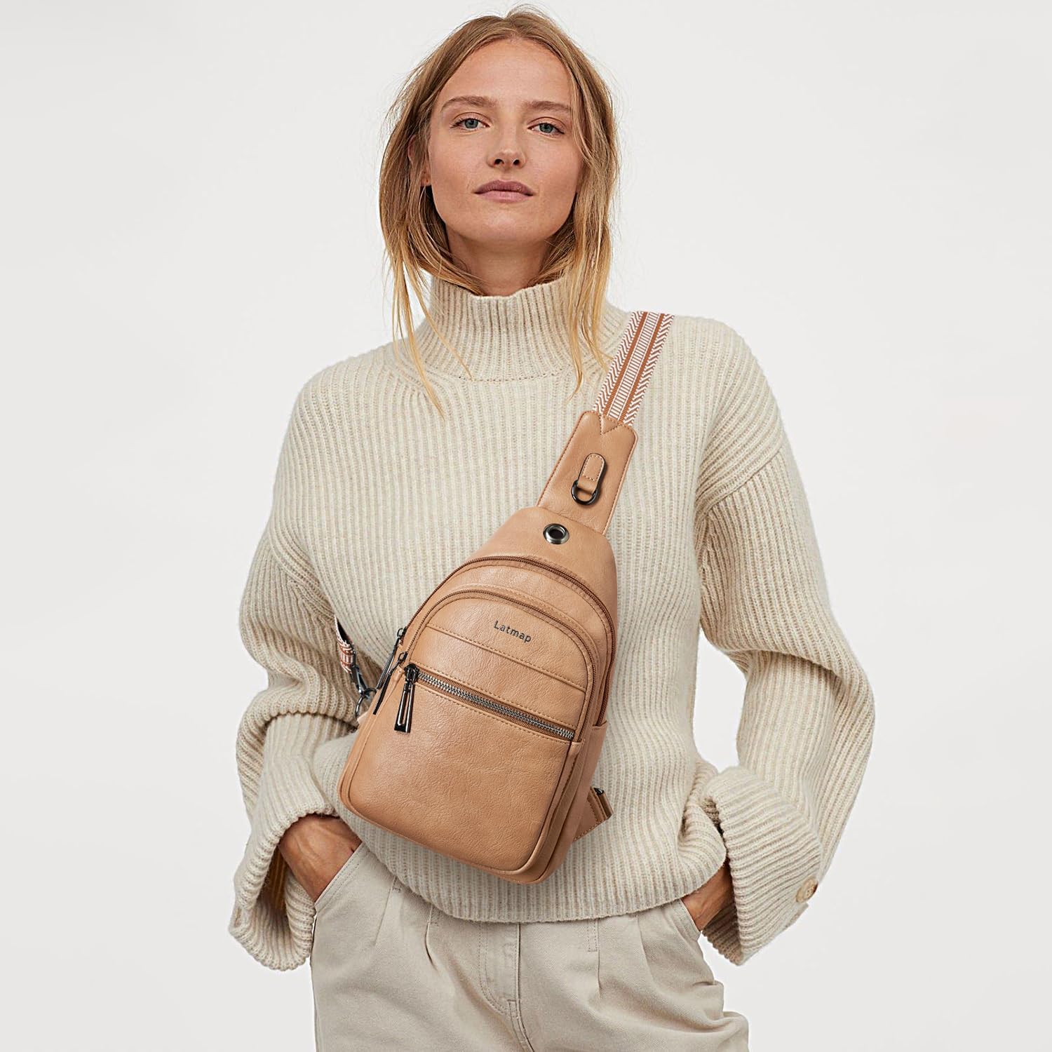 Sling Bag For Women Faux Leather Small Casual Daypack Backpack Fanny Pack Crossbody Chest Bags Purse - Image 2