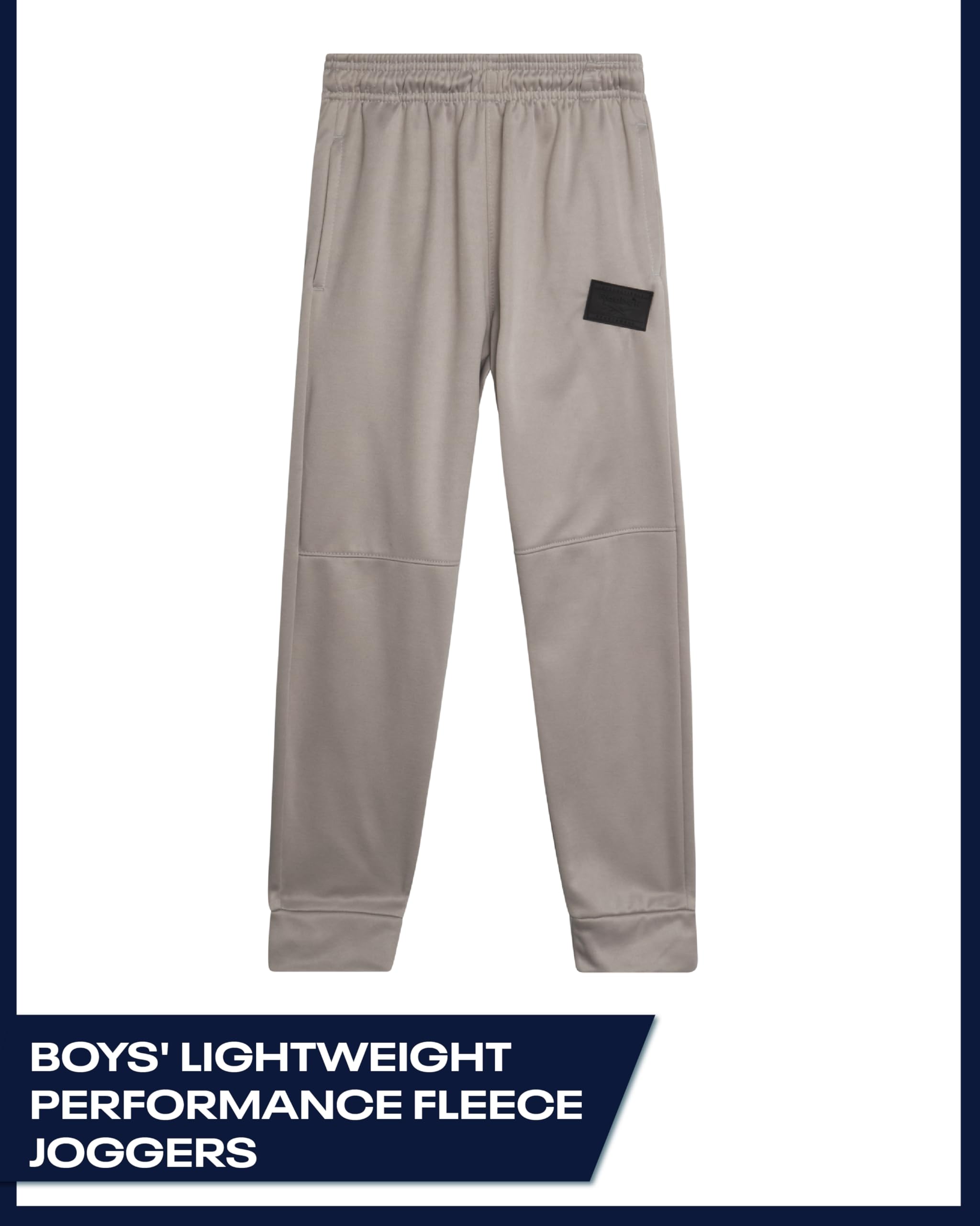Reebok Boys Sweatpants - Soft Fleece Performance Boys Joggers Athletic Pants with Pockets for Running & Workout (Sizes: 8-14), Size 10-12, Taupe