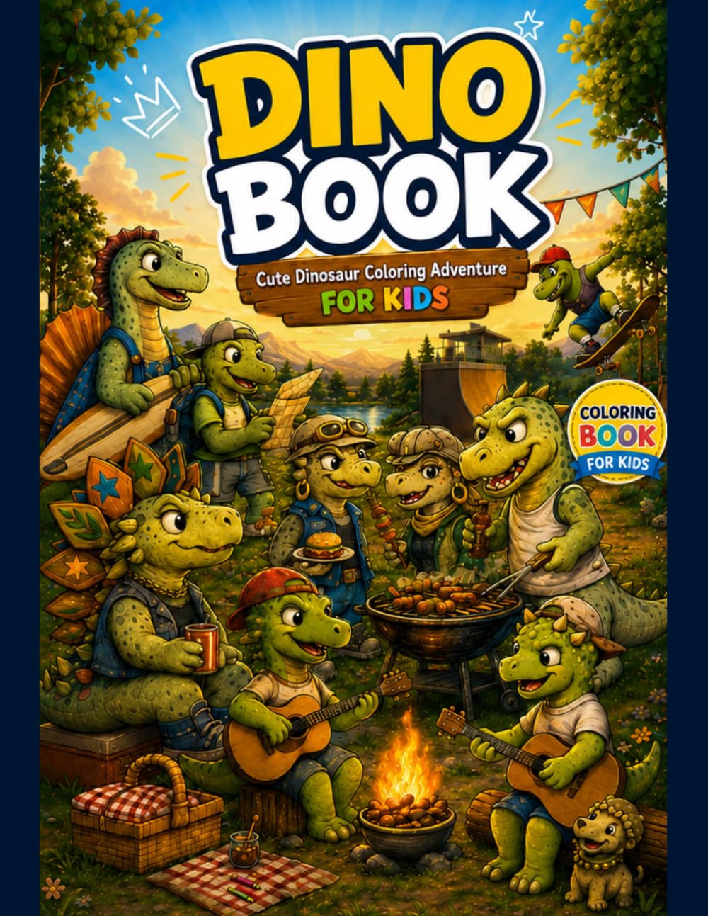 DINO BOOK: Cute Dinosaur Coloring Adventure for Kids: Fun & Creative Coloring Pages for Children