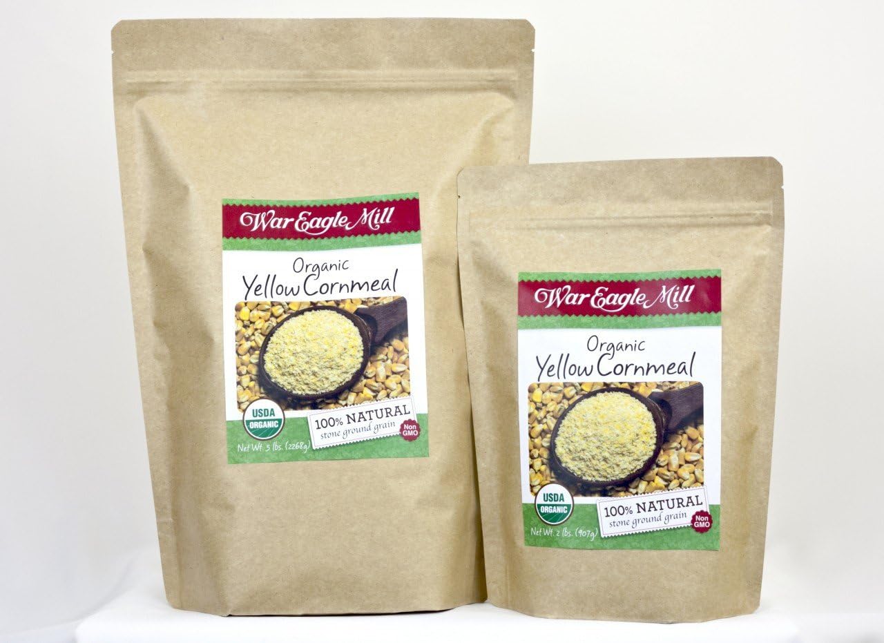 War Eagle Mill Yellow Cornmeal, Organic and non-GMO, stone-ground in the Ozarks (2 lbs)