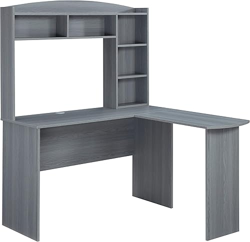 Miniatura 5 de Techni Mobili Modern Hutch - Escritorio para computadora en forma de L, color gris