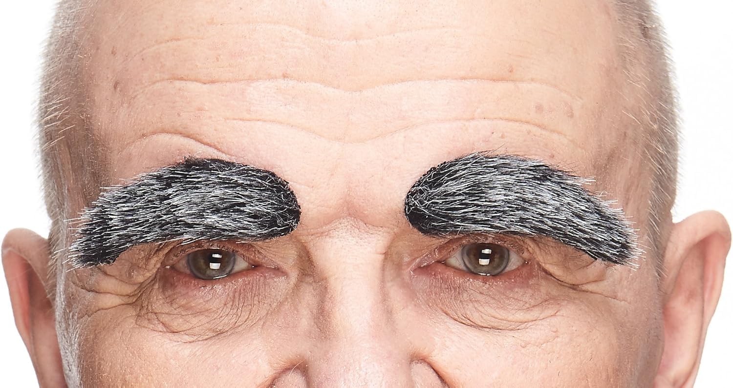 Mustaches Self Adhesive, Novelty, Fake Eyebrows, Black with Gray Color