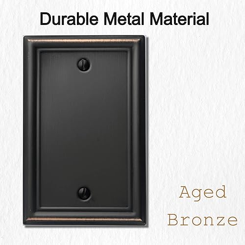 Vista 40 de Luca - Placa de pared de metal para interruptor de luz de palanca, 2 unidades de bronce envejecido de 3 bandas, cubierta decorativa para interruptor