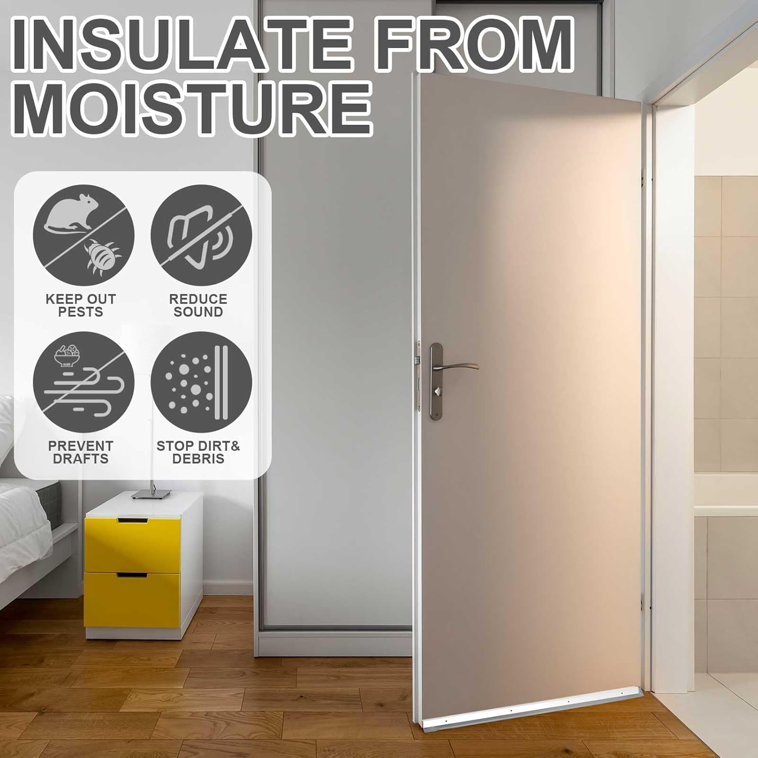 4 Pcs All-Season Door Sweeps for Bottom of Exterior and Interior Door, 2-1/8 x 36 Inch, Aluminum Alloy and Rubber, Ideal for Residential and Commercial Use