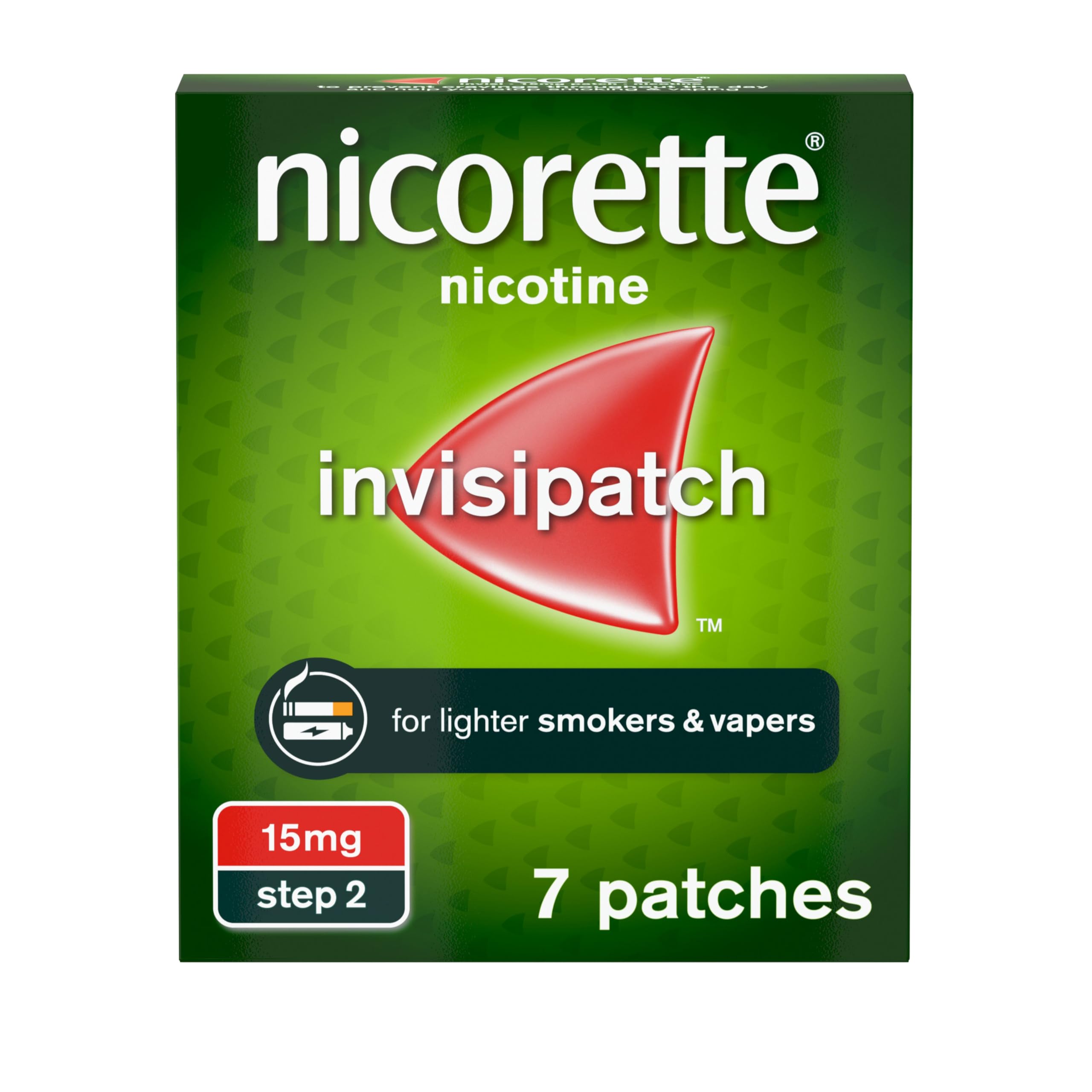 Nicorette InvisiPatch, Nicotine Patches Step 2, 15mg, 7 count, Effective and discreet Stop Smoking and Stop Vaping Aid, Nicotine Patches to Beat Cravings & Withdrawal Symptoms (Quit Smoking or Vaping)