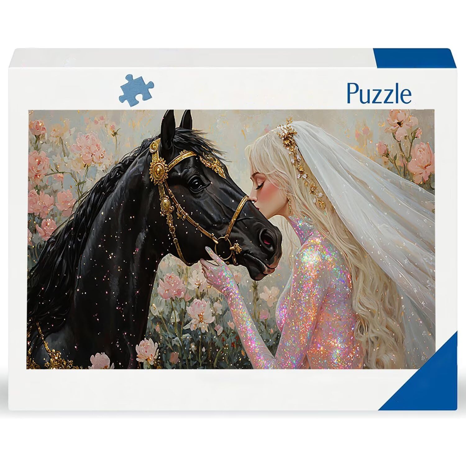Puzzle de Madera para Adultos 900 Piezas - Princesa Caballo Oscuro, Obra de Arte de Juego de Rompecabezas para Adultos, Puzzle de Impresión de Alta Definición, Pasatiempo Creativo Regalo b-346