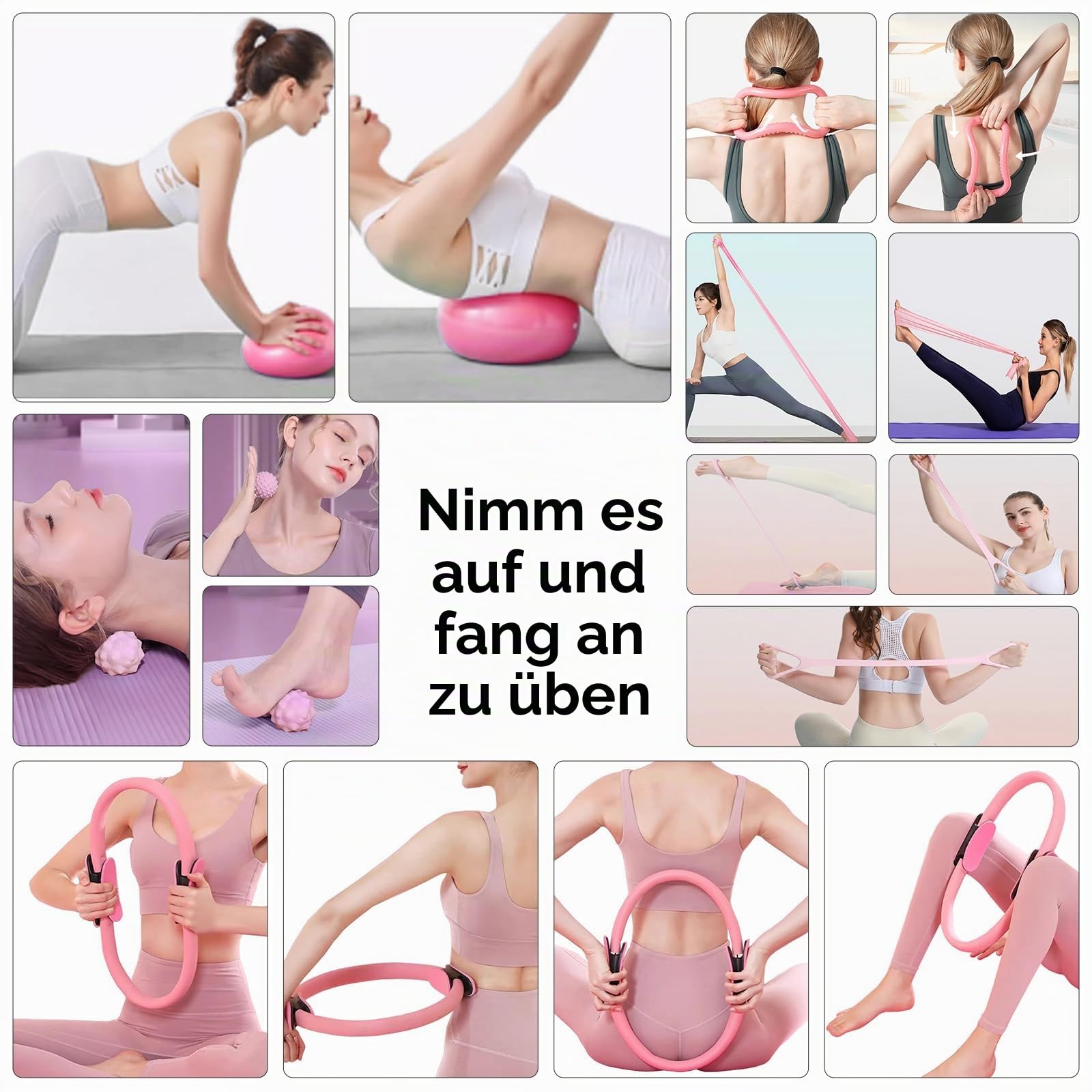 Pilates Ring Kit for Women, Pilates Equipment Accessories, Home Workout Set with Magic Circle, Mini Exercise Ball, Ankle Resistance Bands & Yoga Socks, for Fitness, Toning & Better Me Gifts