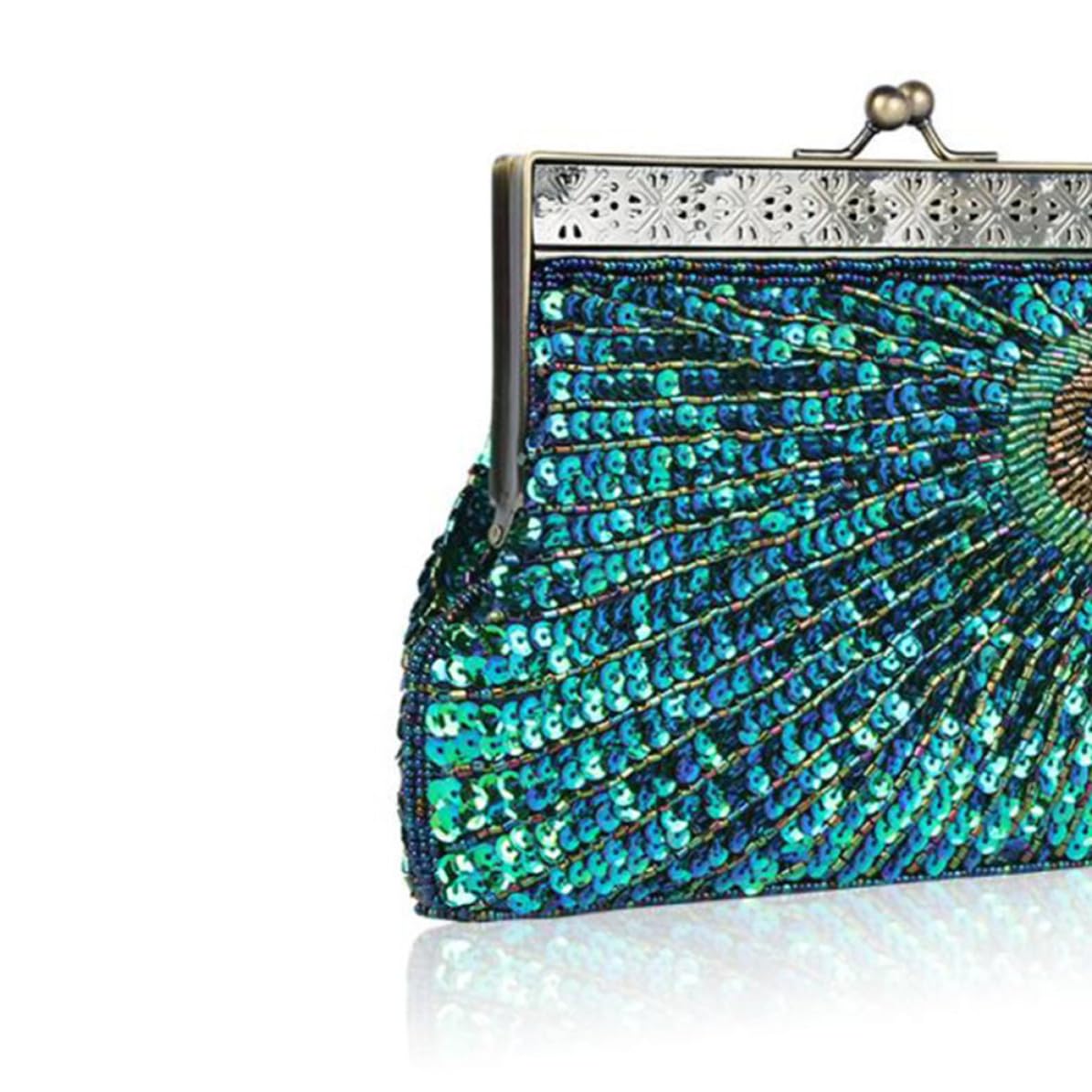 Veemoon Bolso de Mano Tipo Clutch de Noche Retro Lentejuelas Azul