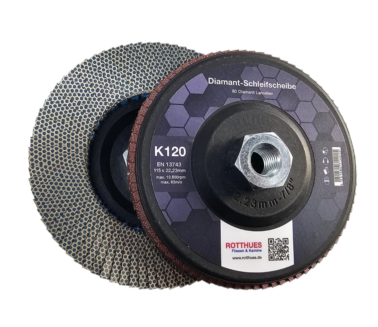 Zestaw diamentowych tarcz szlifierskich – K60, K120, K200, K400 | tarcza lamelowa (80 lameli diamentowych) – do płytek, ceramiki, kamienia naturalnego, gresu, betonu