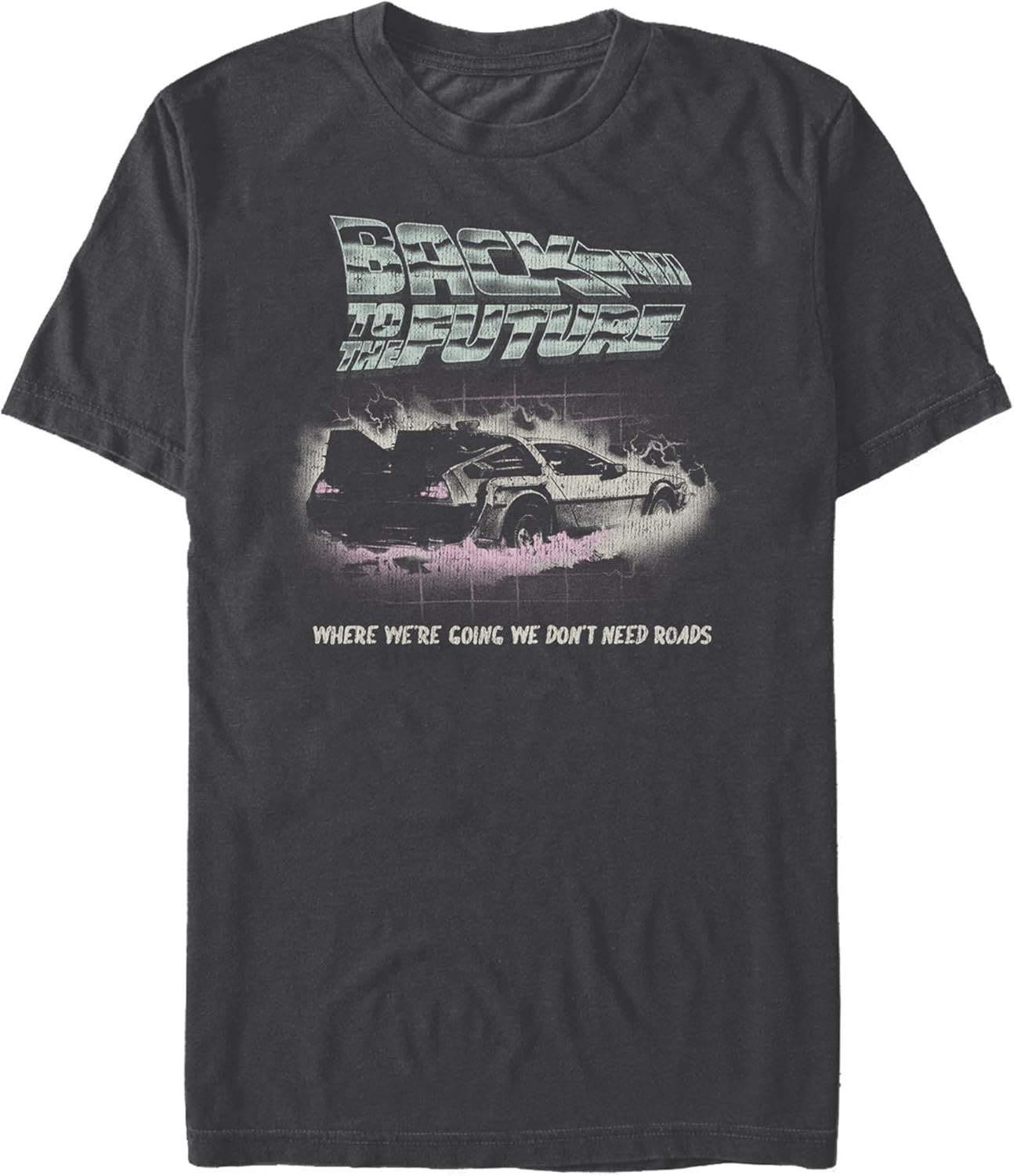 Back to The Future Mens Classic Delorean Basic Solid Tee
