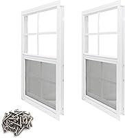 NeatiEase 2-Pack 12x18 Flush Mount Shed Windows with Tempered Glass & Fiberglass Screens for Chicken Coops, Garages, Playhouses