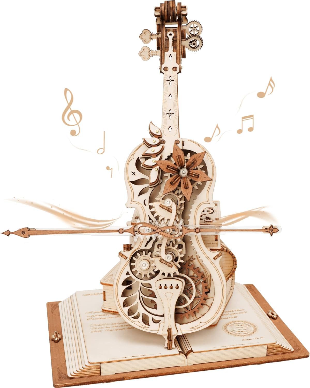 ROBOTIME Puzzle 3D Madera Violonchelo Caja de Música, Maqueta Madera Kit de Modelo para Adultos, Hombres y Mujeres