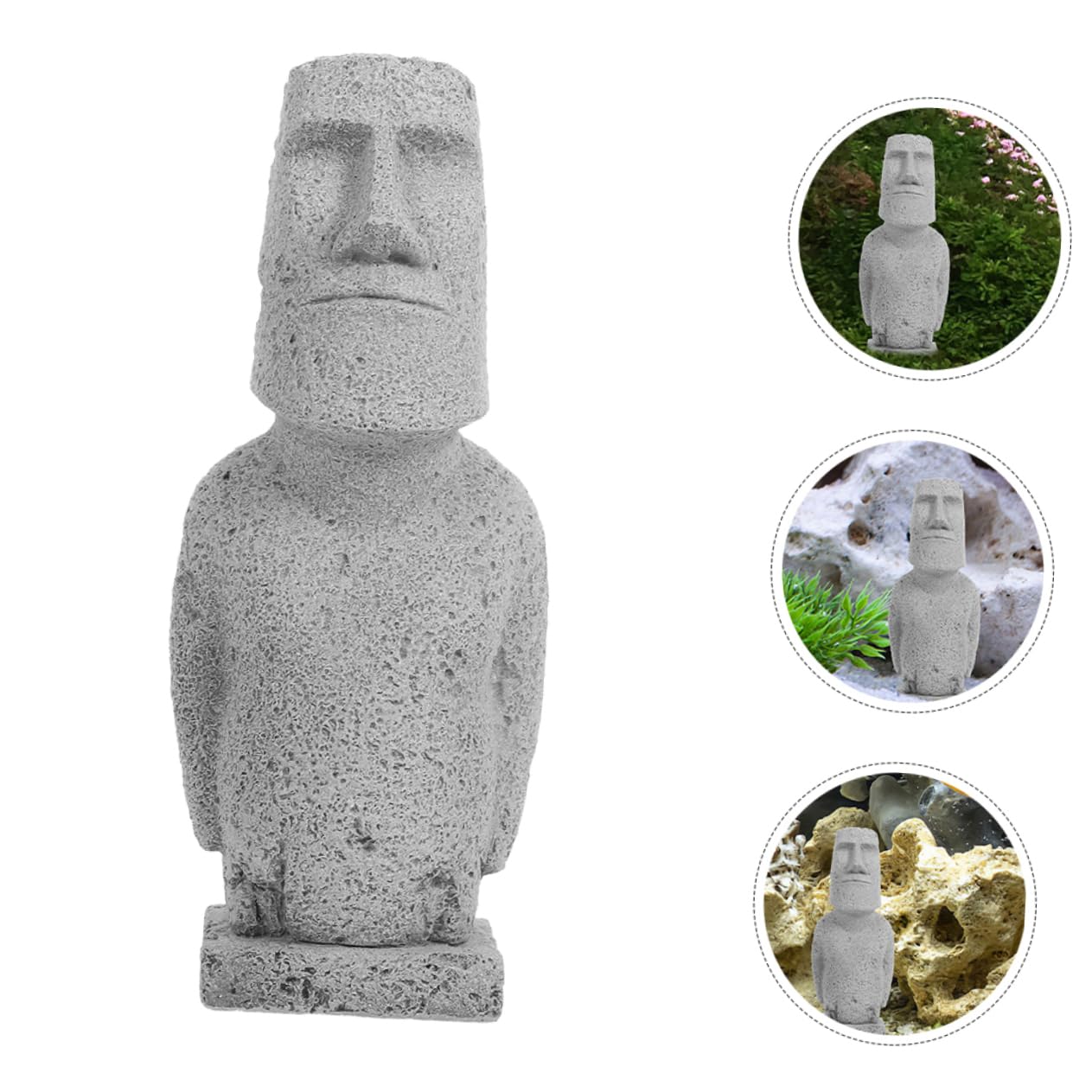 ULTECHNOVO 4 Piezas Estatua Moai simulada. decoración del Acuario Decoraciones de peceras Accesorios de Acuario estatuilla de Acuario Estatua Moai para pecera Arenisca Grey