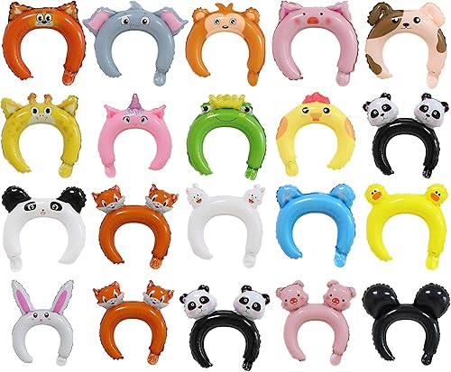 50 diademas inflables de animales de zoológico, vida silvestre, safari, globo para el pelo, animales, globos para temática de selva, recuerdos de