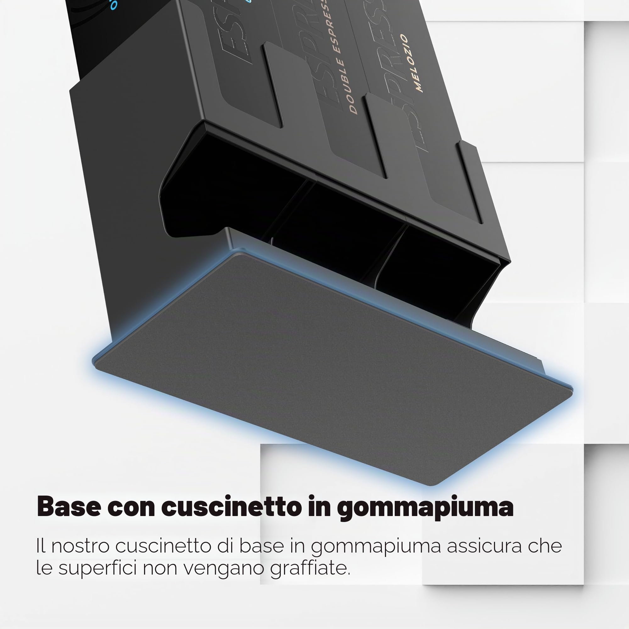GALVANOX Dispenser premium per capsule Nespresso Vertuo – Supporto autoportante da appoggio con base in acciaio antiscivolo, eroga 3 gusti di caffè (30 capsule VertuoLine)