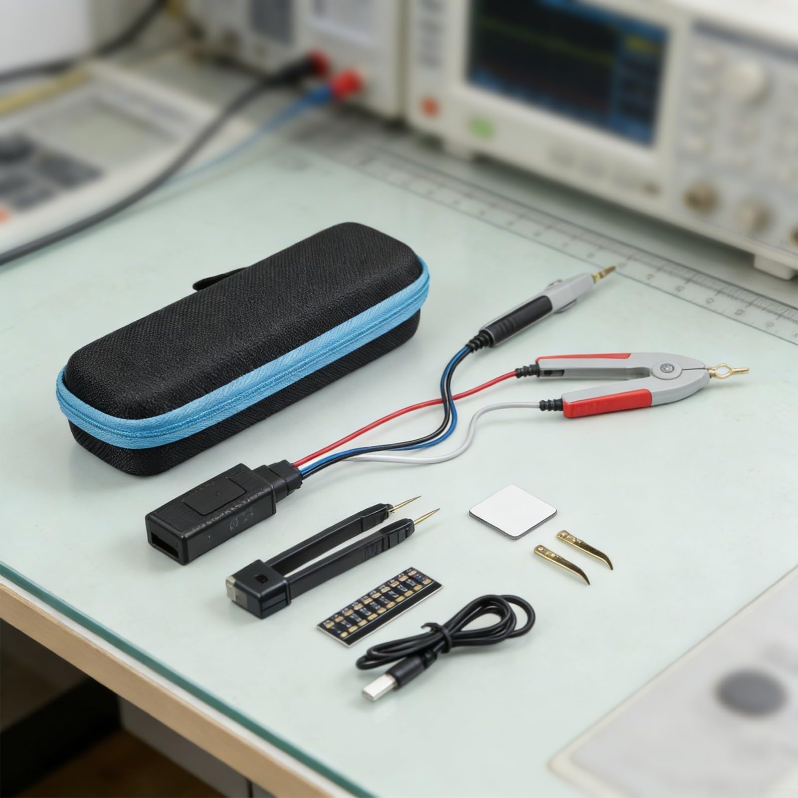 LCR-Messgerät LCR-ST2 Mit Klemmzange Für SMD, 2-in-1 Digital LCR ESR Tester Mit 1,47-Zoll Farbdisplay, Messung Von R/C/L/Diode Bis 30V, 5 Frequenzen 100Hz-100kHz, Scan-Funktion, 300MAh Für Akku, Typ-C