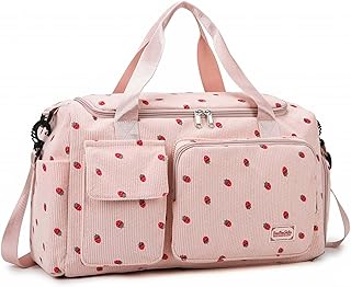 Sporttasche für Damen, Faltbare Reisetasche, Handgepäck, Fitnesstasche, Wochenendtasche mit Schuhfach und Nassfach, 20-35L (Rosa)